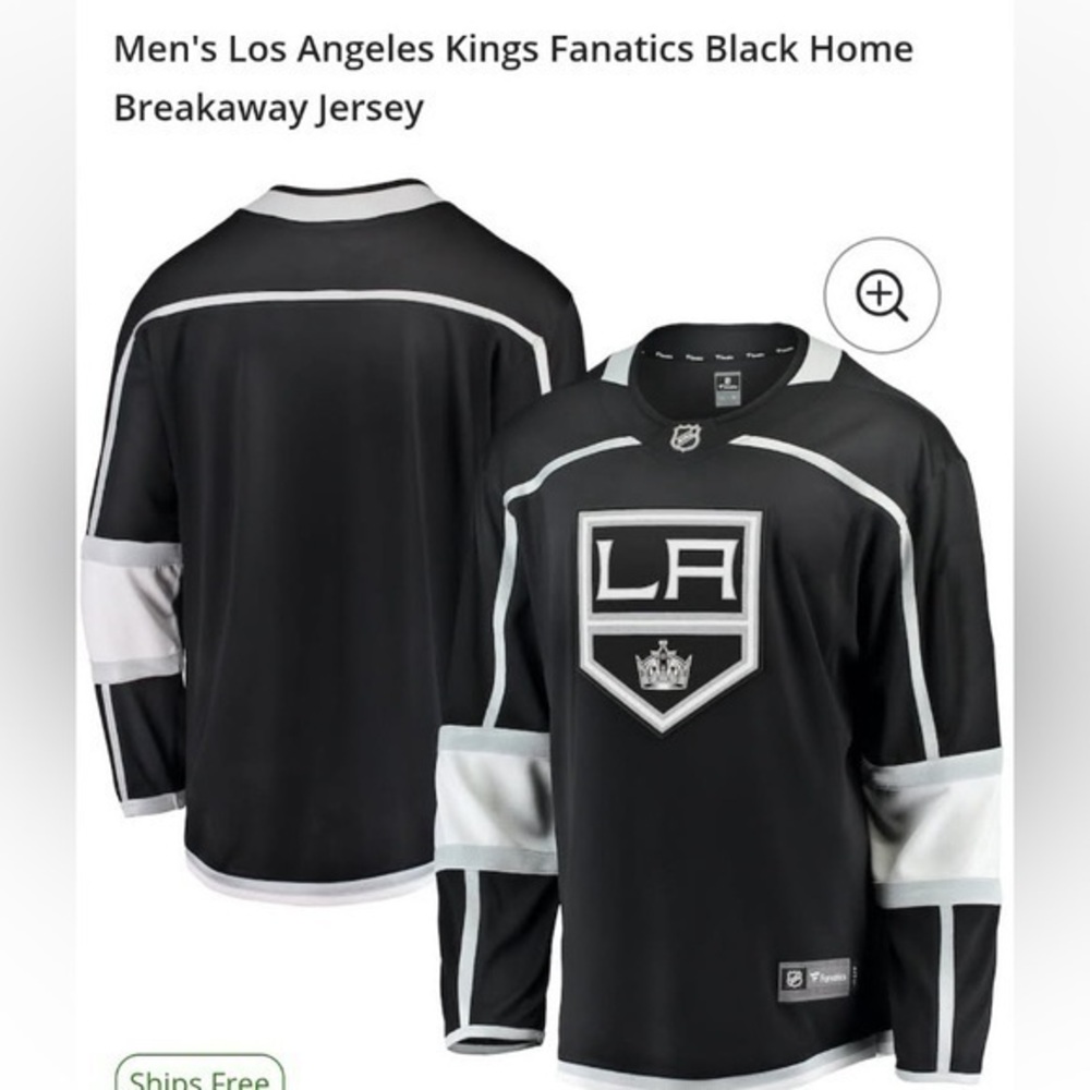NWT Los Angeles Kings Fanatics Home Breakaway Black, White & Silver Jersey, XS